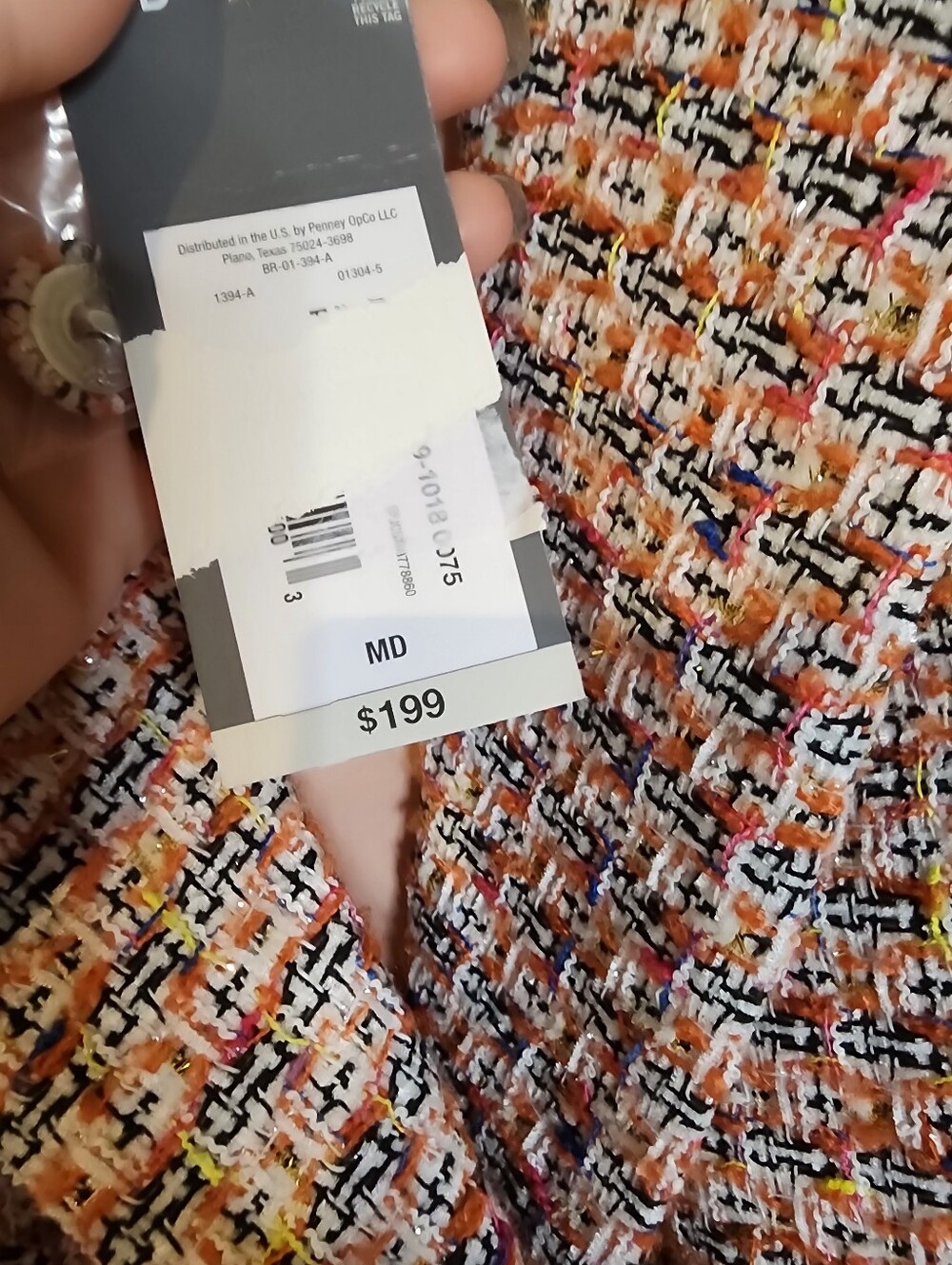 Boden Multi-Color Tweed Long Trench Coat - Picture 6 of 8